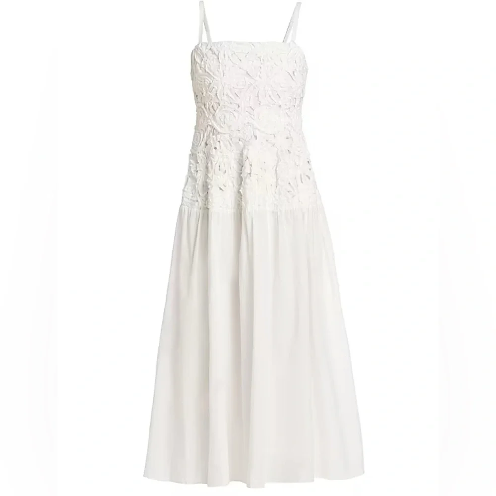 SIMKHAI WHITE Floral Embroidered Strap Maxi Dress - Picture 4 of 10